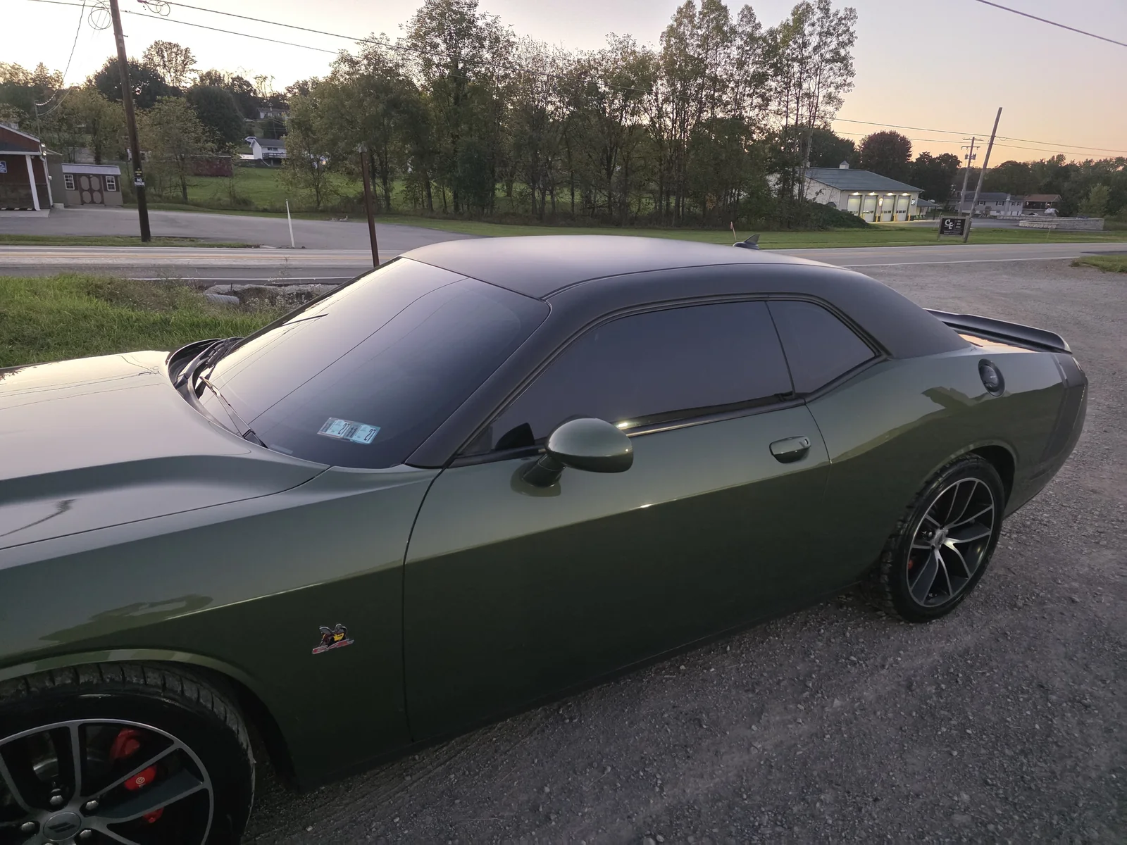 Dodge Challenger with ceramic window tint on windshield and side windows
